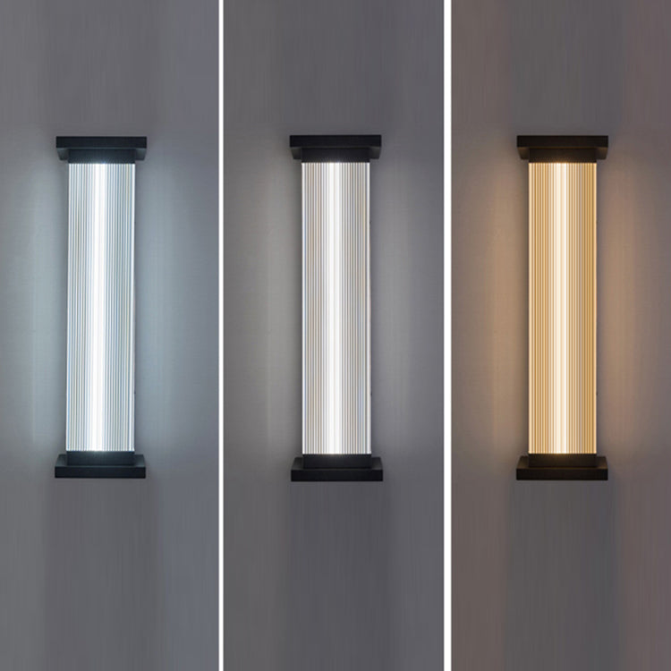 Modern Minimalist Waterproof Striped Rectangle Stainless Steel Acrylic Wall Sconce Lamp For Outdoor Patio Cuvalon