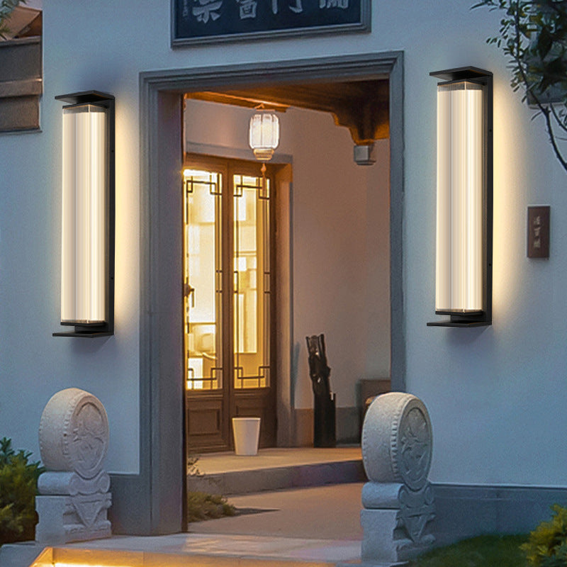 Modern Minimalist Waterproof Rectangular Stainless Steel Acrylic LED Wall Sconce Lamp For Outdoor Patio Cuvalon