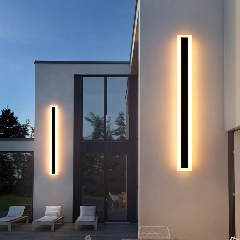 Modern Minimalist Long Rectangular Aluminum Acrylic LED Wall Sconce Lamp For Garden Cuvalon