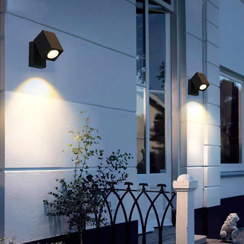 Modern Outdoor Waterproof Square Spotlight Adjustable Angle LED Garden Wall Sconce Lamp Cuvalon
