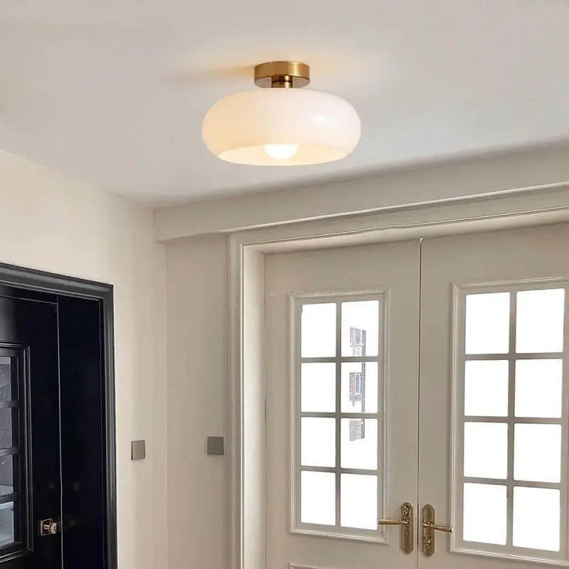 Modern Retro Round Solid Color Glass Electroplated Copper  1-Light Pendant Light Flush Mount Light Cuvalon