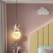 Contemporary Nordic Kids Orb Astronaut Iron Resin 1-Light Pendant Light For Bedroom Cuvalon