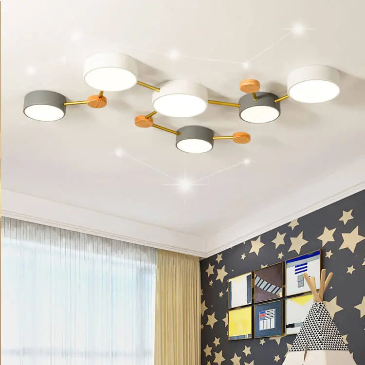 Scandinavian Minimalist Solid Wood Iron LED Flush Mount Lighting Cuvalon