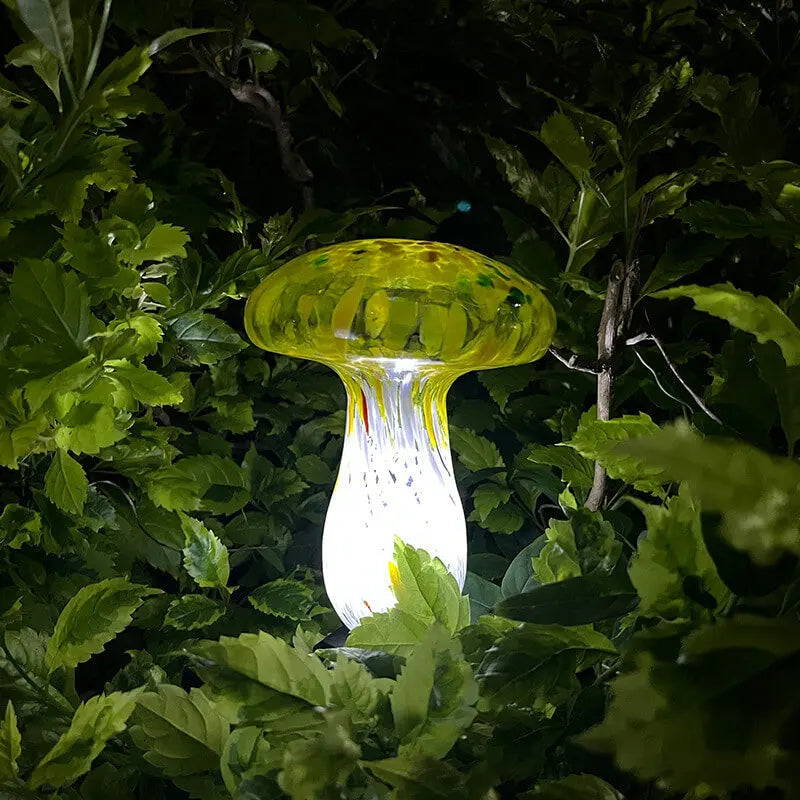 Contemporary Creative Colorful Mushroom Glass Shape LED Solar Waterproof Lawn Insert Light For Garden Cuvalon