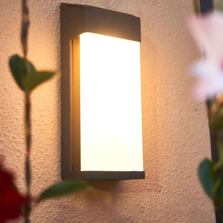 Solar Square Frosted Glass Waterproof Outdoor LED Wall Sconce Lamp Cuvalon