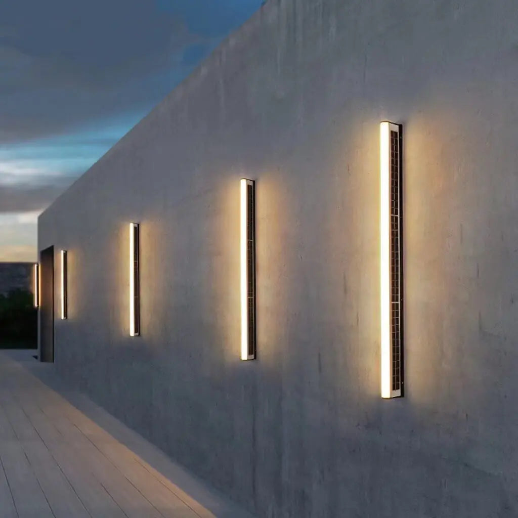 Modern Long Acrylic Solar LED Waterproof Outdoor Garden Wall Light Cuvalon