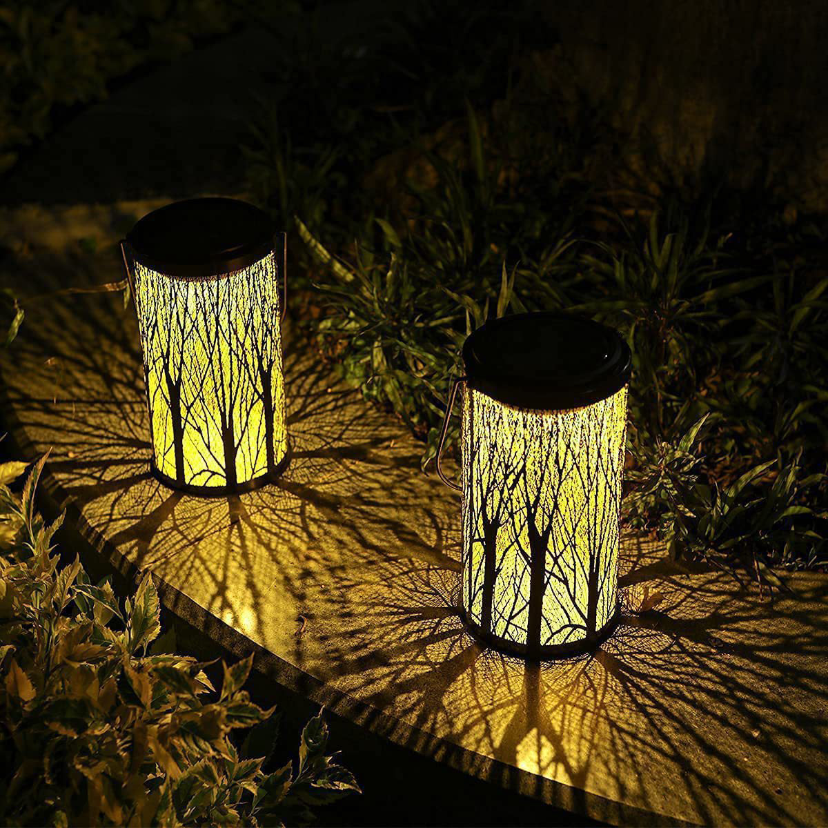 Modern Art Deco Solar Cylinder Skeleton Lantern Iron LED Outdoor Landscape Light For Garden Cuvalon