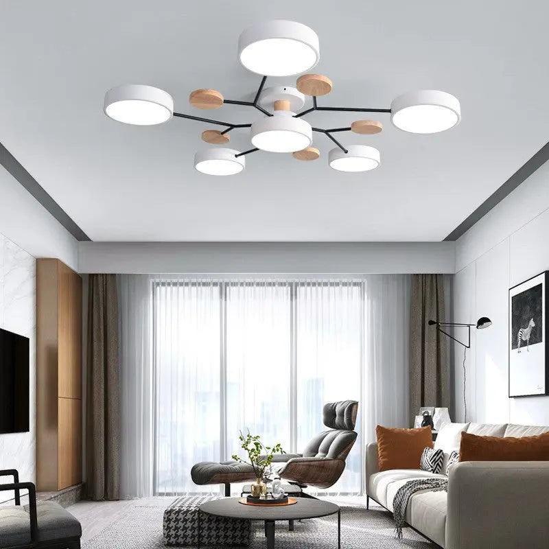 Contemporary Scandinavian Round Molecule Branch Design LED Semi-Flush Mount Ceiling Light For Living Room Cuvalon