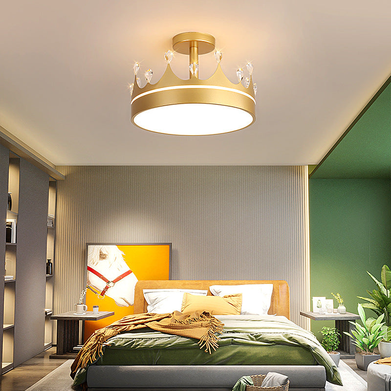 Cartoon Creative Crown LED Kids Semi-Flush Mount Ceiling Light Cuvalon