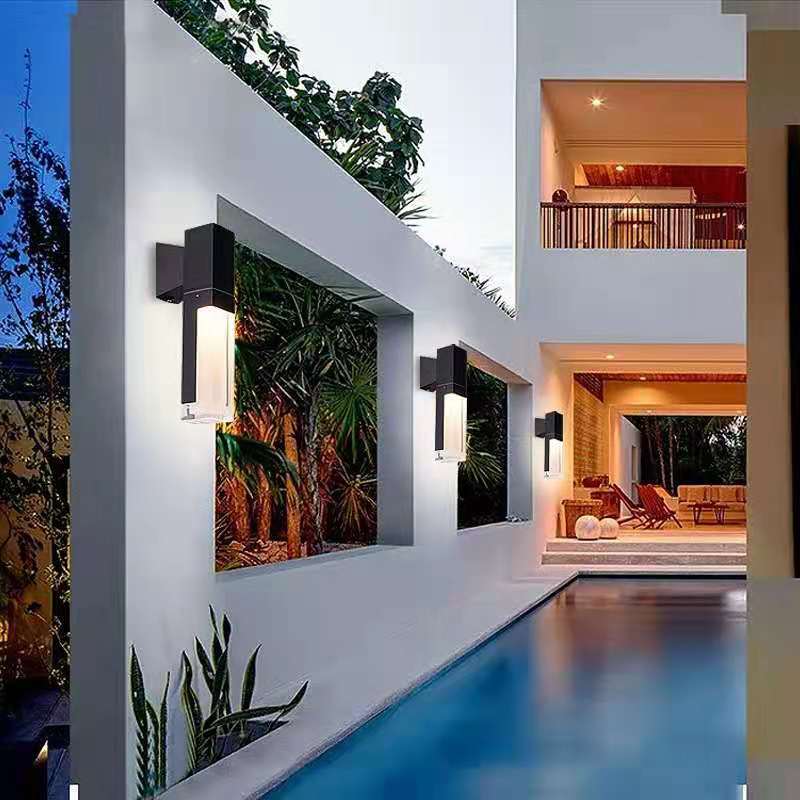 Outdoor Modern Waterproof Rectangular Column LED Wall Sconce Lamp Cuvalon