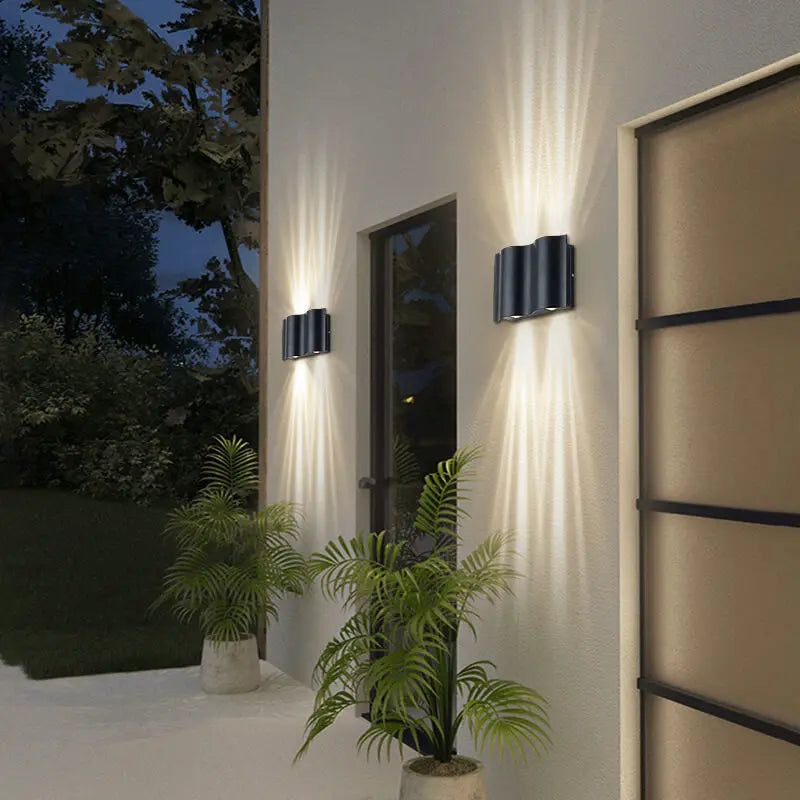 Modern Wave Aluminum Waterproof LED Outdoor Wall Sconce Lamp Cuvalon