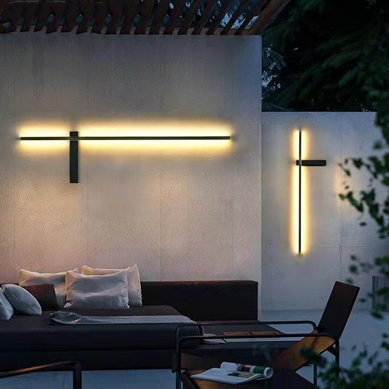 Modern Minimalist Waterproof One Word Long Iron Acrylic LED Outdoor Wall Sconce Lamp For Garden Cuvalon