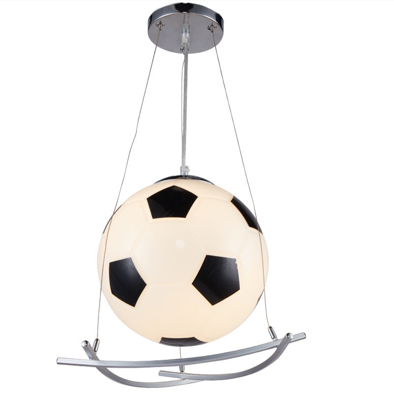 Cartoon Creative Soccer Glass Iron 1-Light Kids Pendant Light Cuvalon