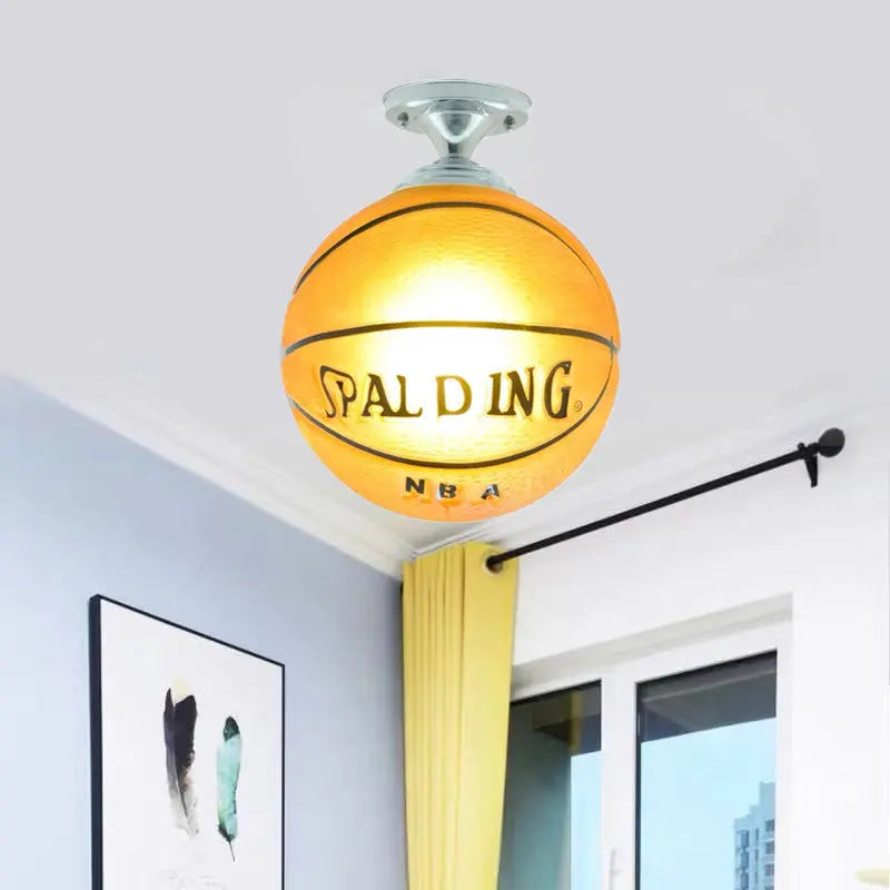 Creative Basketball Soccer Glass 1-Light Semi-Flush Mount Ceiling Light Cuvalon
