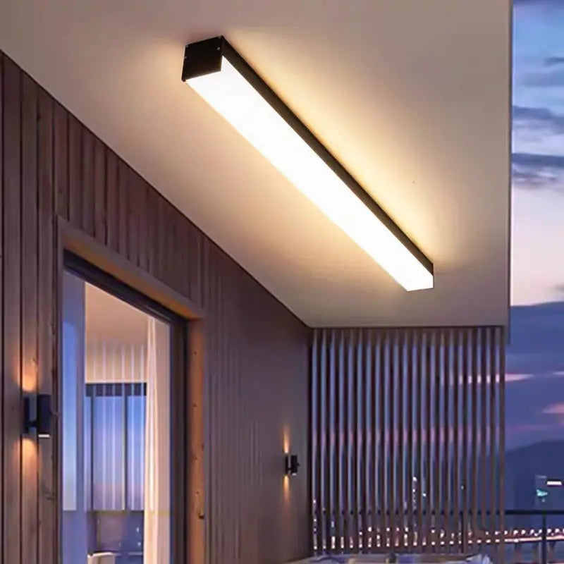 Modern Minimalist Long Rectangle Aluminum PC LED Flush Mount Ceiling Light For Outdoor Patio Cuvalon
