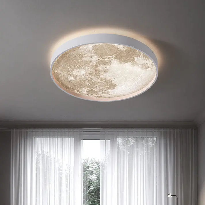 Nordic Creative Moon Round LED Flush Mount Ceiling Light Cuvalon