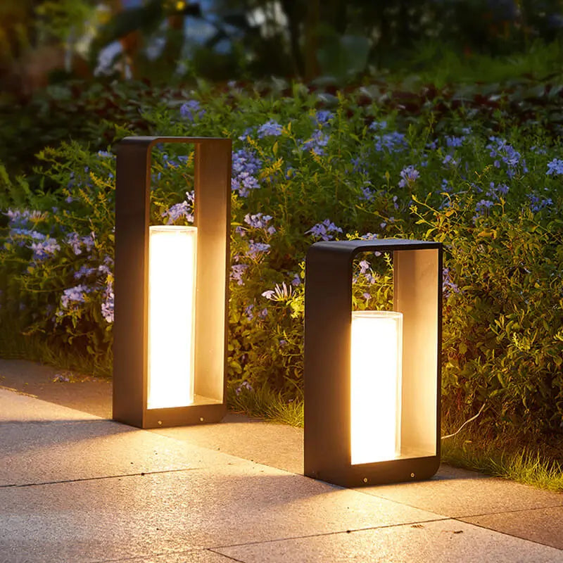Modern Minimalist Square Frame Stainless Steel Acrylic LED Waterproof Lawn Landscape Light For Outdoor Patio Cuvalon