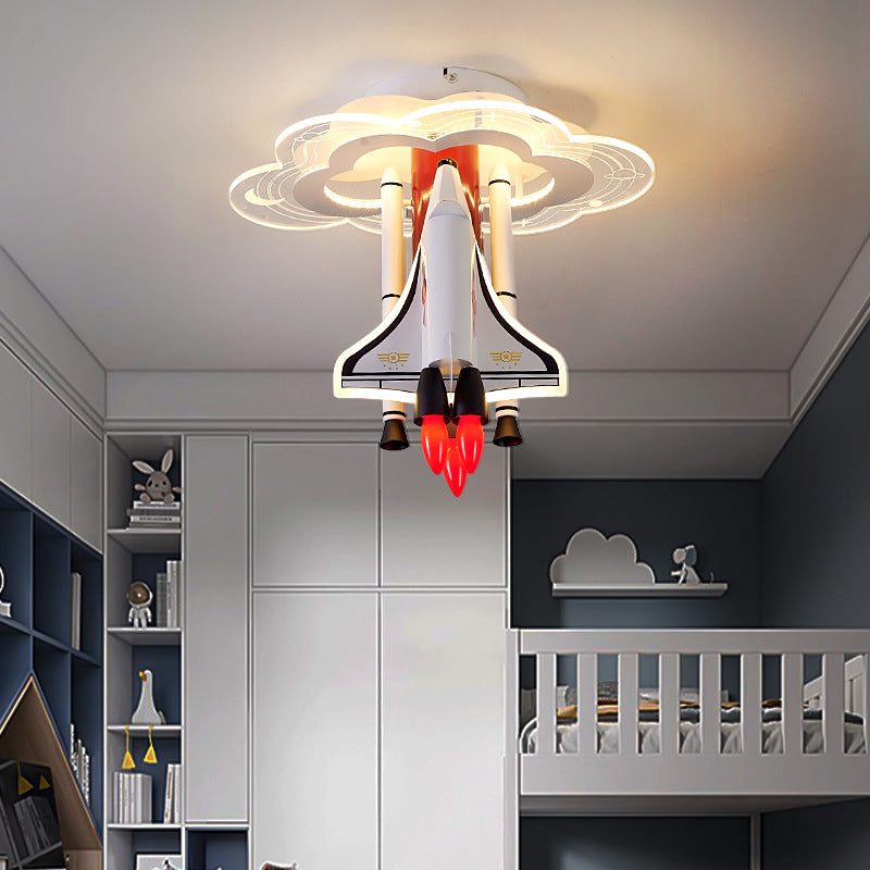 Contemporary Creative Iron Cartoon Aerospace Rocket Acrylic LED Kids Flush Mount Ceiling Light For Living Room Cuvalon