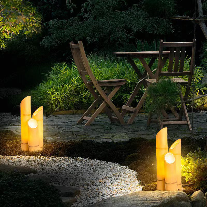 Contemporary Creative Waterproof Solar Resin Bamboo LED Landscape Lighting Outdoor Light For Garden Cuvalon