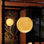 Contemporary Nordic Solar Waterproof PE Resin Round Moon LED Pendant Light For Outdoor Patio Cuvalon