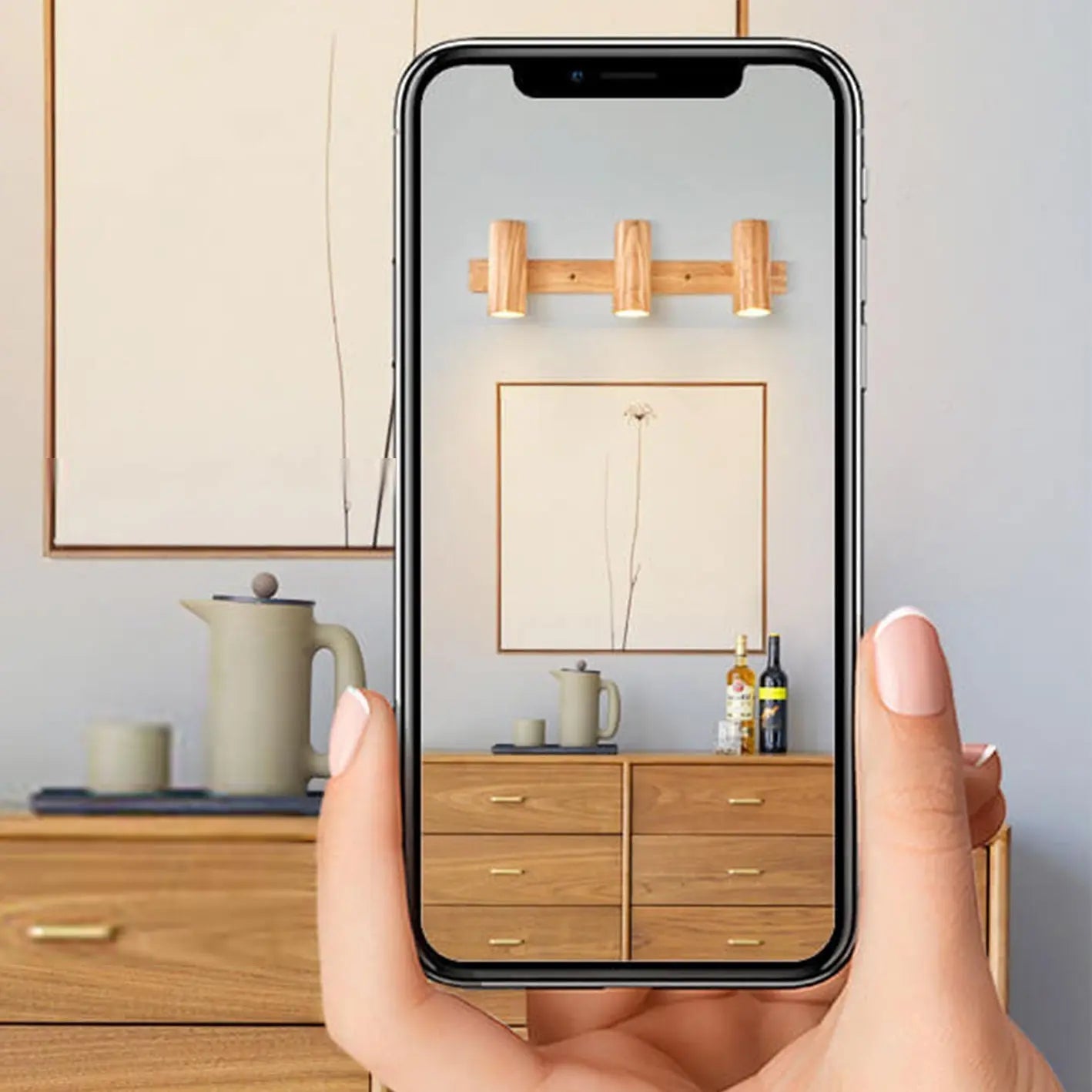 Modern Minimalist Wood Track Spotlight 1/2/3 Light Wall Sconce Lamp Cuvalon
