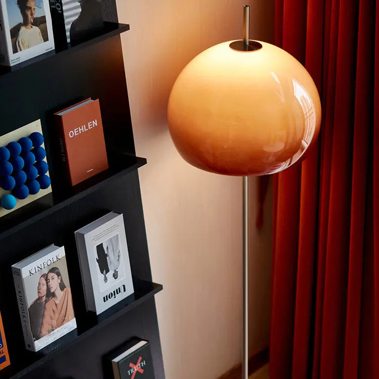 Contemporary Retro Mushroom Hardware Glass 2-Light Standing Floor Lamp For Living Room Cuvalon