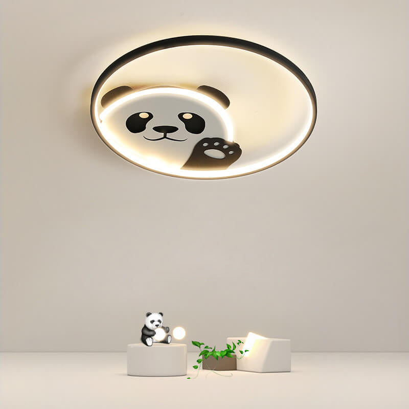 Cartoon Cute Panda Round LED Flush Mount Ceiling Light Cuvalon