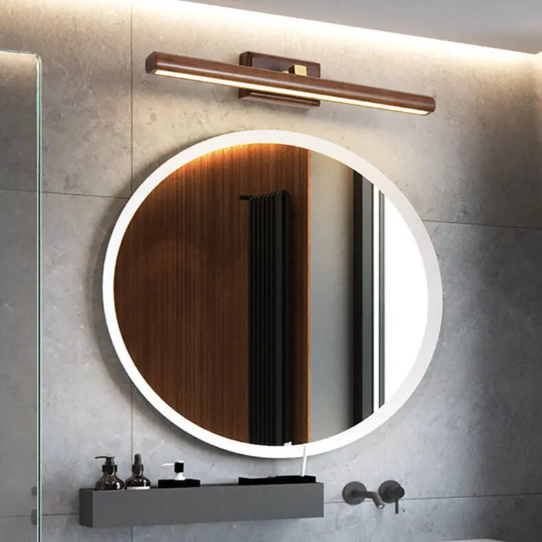 Nordic Minimalist Beechwood Copper Cylinder LED Bathroom Vanity Mirror Front Wall Sconce Lamp For Living Room & Bathroom Cuvalon