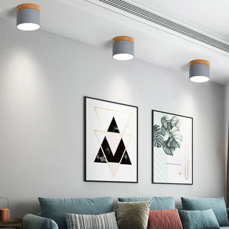 Scandinavian Macaroon Solid Color Log LED Flush Mount Ceiling Light Cuvalon