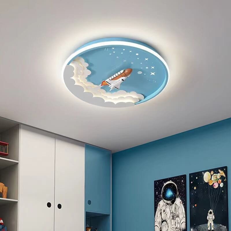 Modern Creative Cartoon Rocket Round LED Kids Flush Mount Ceiling Light Cuvalon