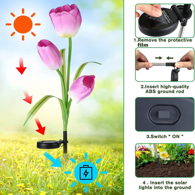 Outdoor Solar Tulip LED Waterproof Lawn Ground Decorative Insert Landscape Light Cuvalon
