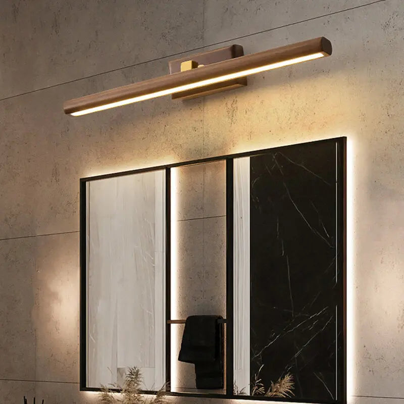 Nordic Minimalist Beechwood Copper Cylinder LED Bathroom Vanity Mirror Front Wall Sconce Lamp For Living Room & Bathroom Cuvalon