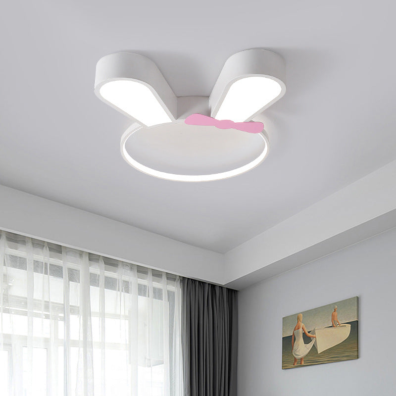 Contemporary Creative Kids Rabbit Iron Acrylic LED Flush Mount Ceiling Light For Bedroom Cuvalon