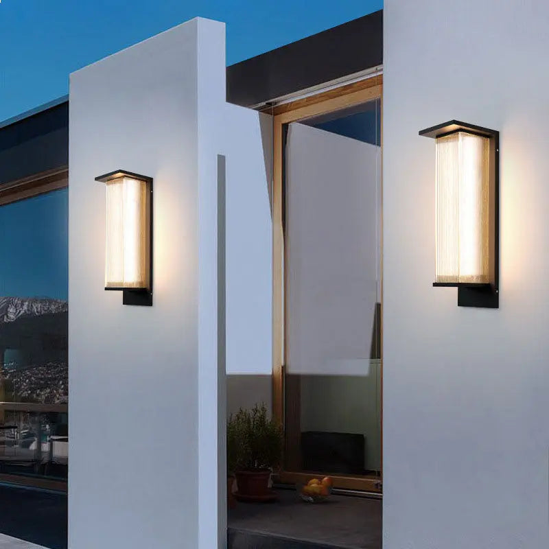 Modern Minimalist Solar Waterproof Rectangular Stainless Steel Acrylic LED Outdoor Wall Sconce Lamp For Outdoor Patio Cuvalon