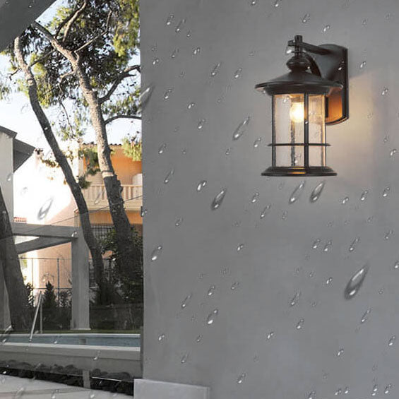Industrial Vintage Bubble Glass Column 1-Light Outdoor Waterproof Wall Sconce Lamp Cuvalon