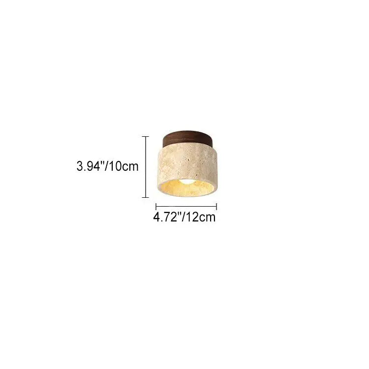 Traditional Vintage Round Travertine 1-Light Flush Mount Ceiling Light For Hallway Cuvalon