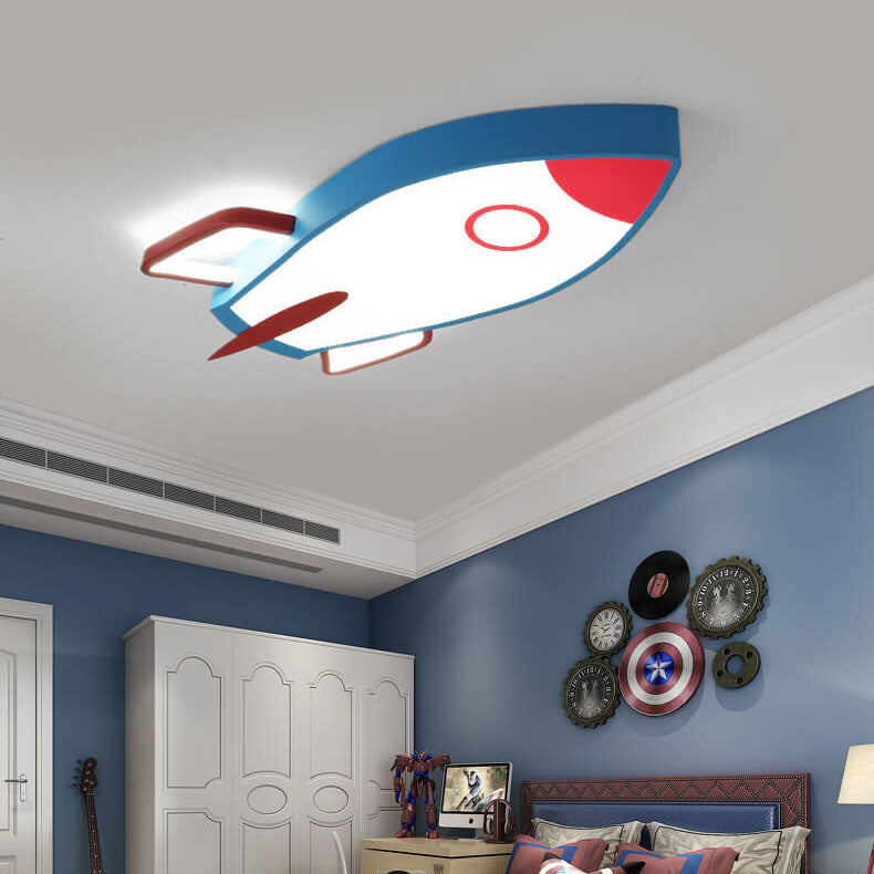 Cartoon Rocket-shaped Aluminum LED Flush Mount Ceiling Light Cuvalon