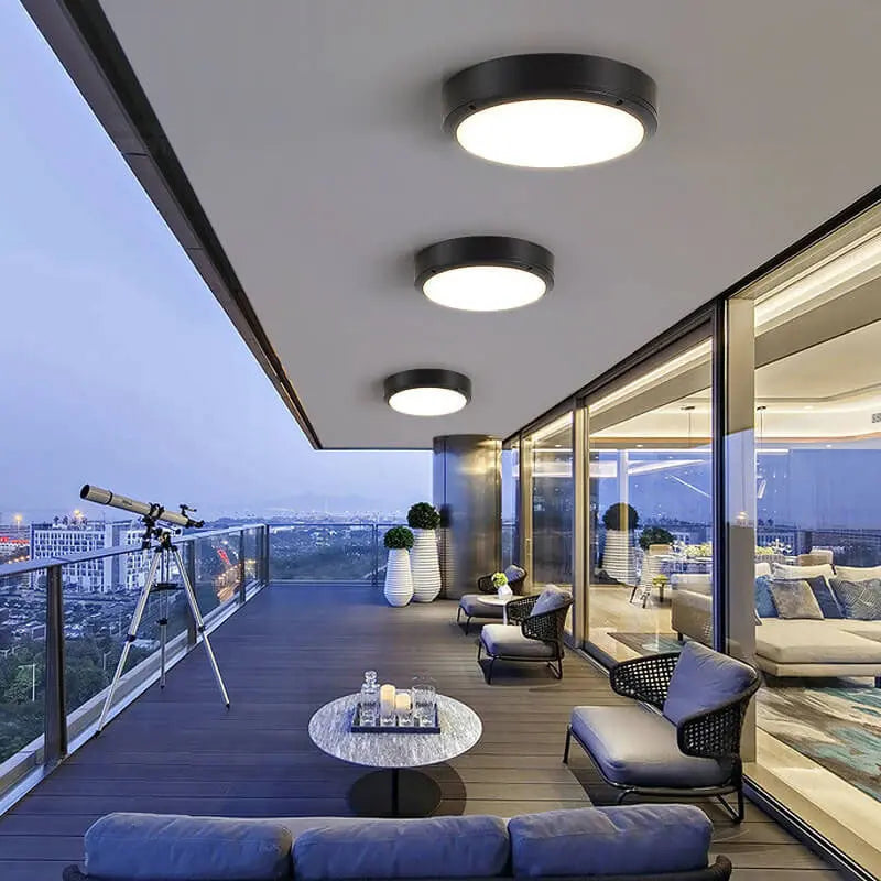 Simple Outdoor Waterproof Aluminum Round LED Flush Mount Ceiling Light Cuvalon