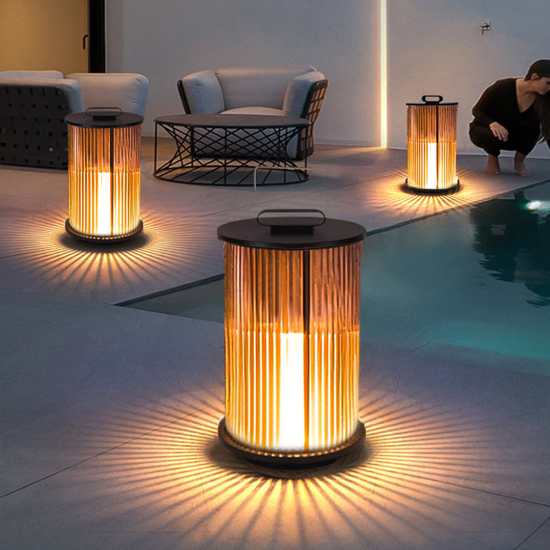 Modern Simplicity Cylinder Glass Stainless Steel 1-Light Landscape Light For Outdoor Patio Cuvalon