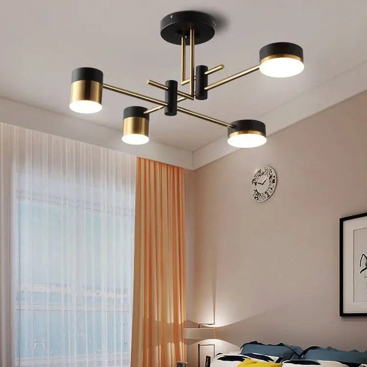 Modern Minimalist Black Gold Balanced 4-8 Light Semi-Flush Mount Light Cuvalon