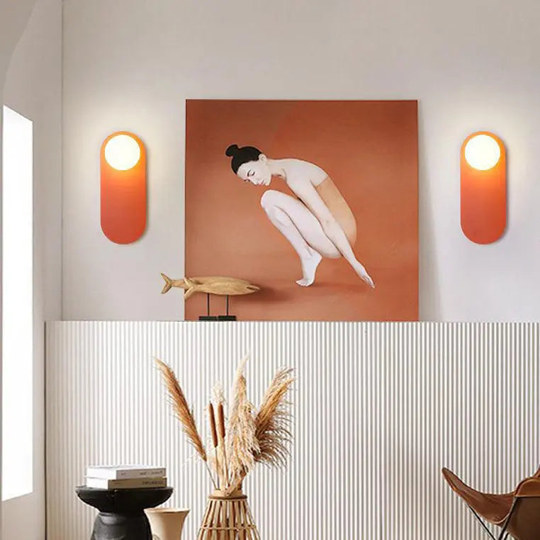Nordic Minimalist Glass Orange Ring Base 1-Light Wall Sconce Lamp Cuvalon
