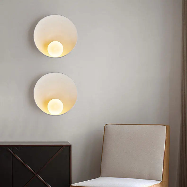 Modern Minimalist Round Iron Resin 1-Light Wall Sconce Lamp Cuvalon
