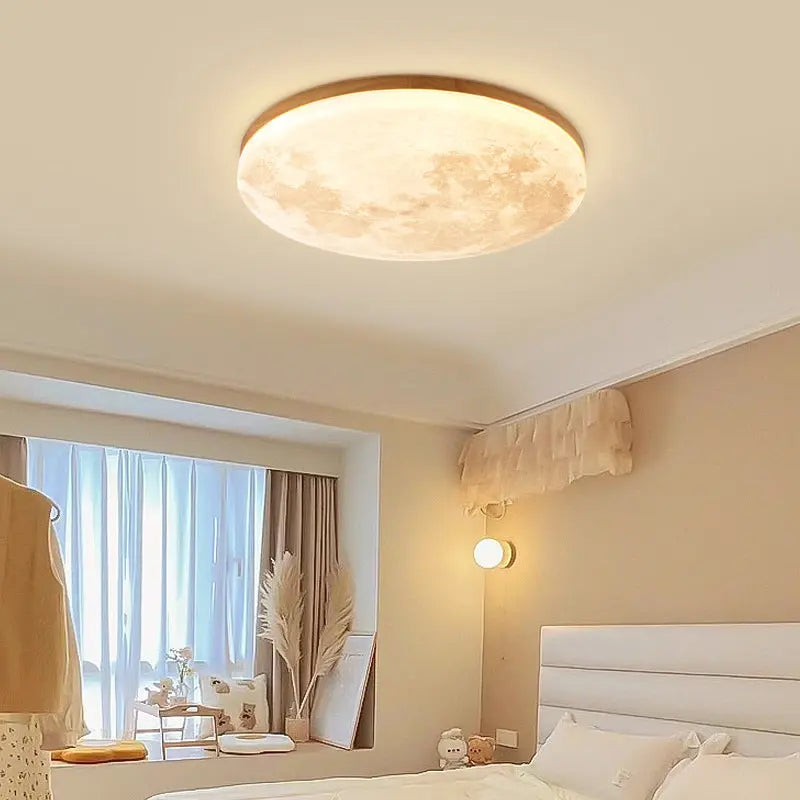 Nordic Minimalist Moon Round PVC LED Flush Mount Ceiling Light Cuvalon