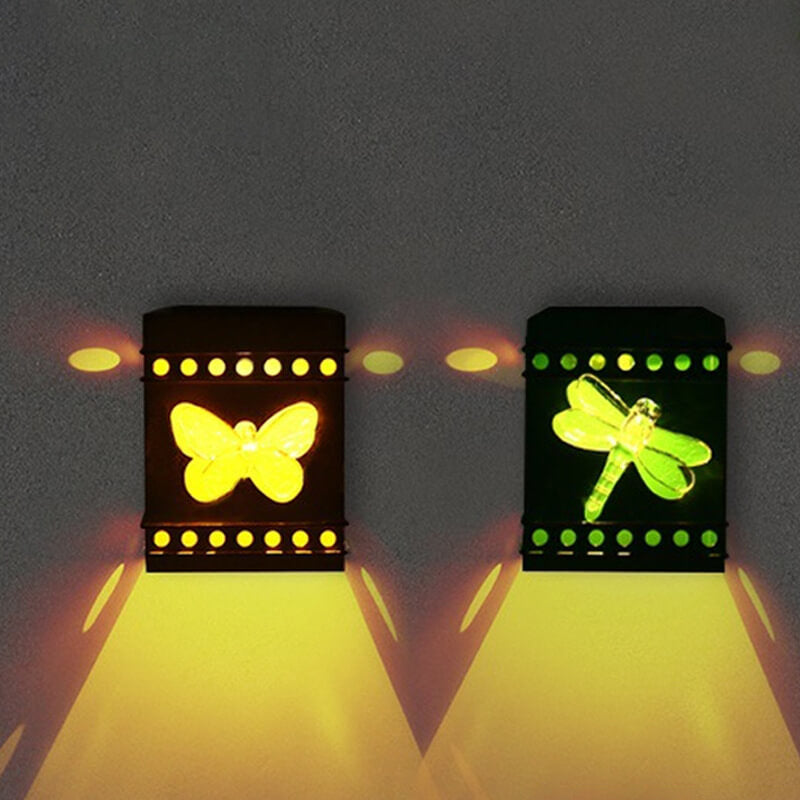 Retro Solar Square Box Aged Iron LED Outdoor Fence Wall Sconce Lamp Cuvalon