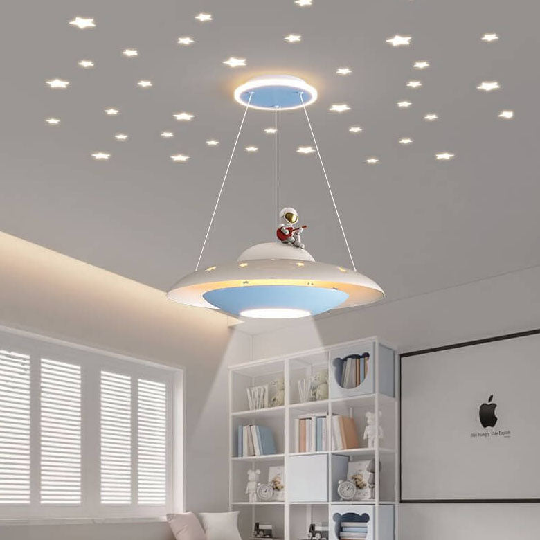 Modern Creative Flying Saucer Space Astronaut Children LED Chandelier Cuvalon