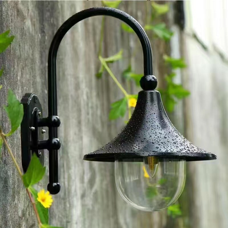 Contemporary Industrial Aluminum Horn Shape 1-Light Wall Sconce Lamp For Outdoor Patio Cuvalon