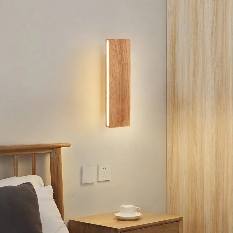 Japanese Minimalist Log Rectangular Flat Rotatable LED Wall Sconce Lamp Cuvalon