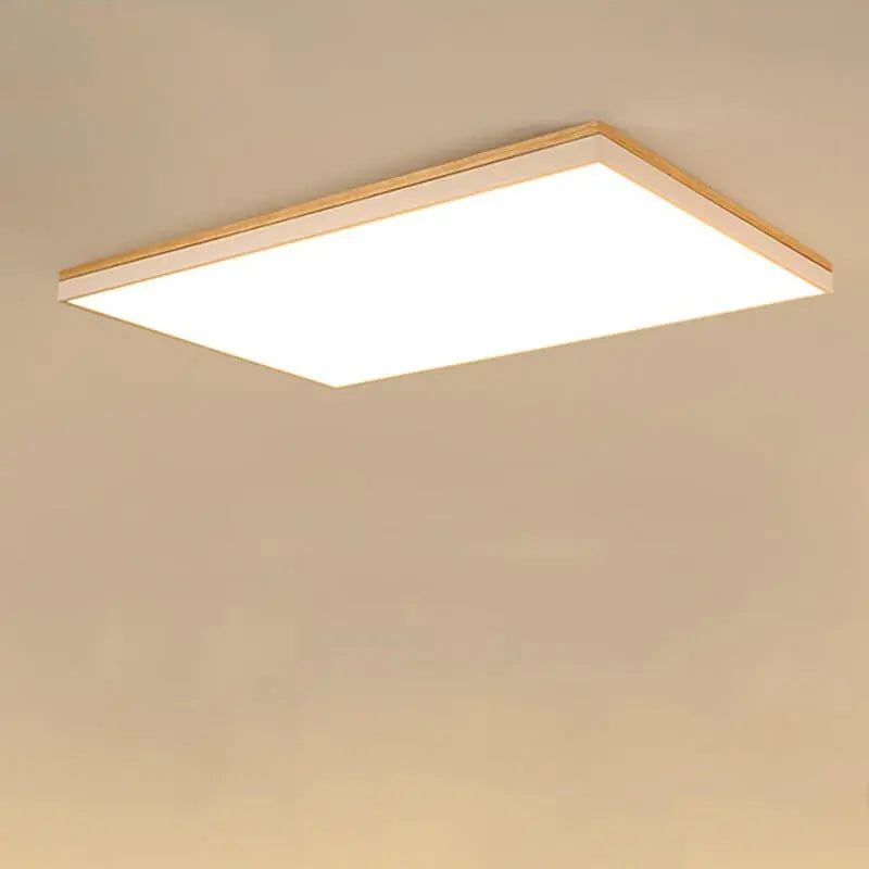 Modern Minimalist Solid Wood Acrylic Square Rectangle LED Flush Mount Ceiling Light for Living Room Cuvalon