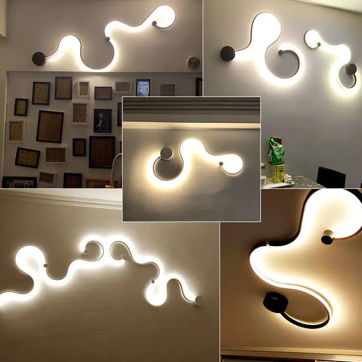 Modern Long Aluminum Snake Shaped 1-Light Curved LED Wall Sconce Lamp Cuvalon