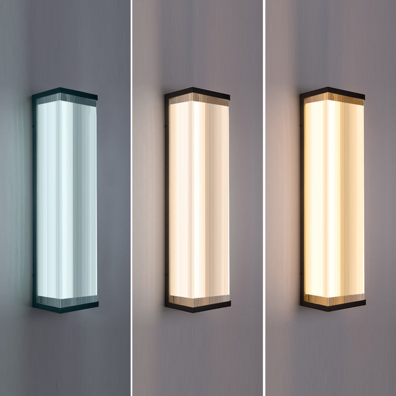 Modern Minimalist Waterproof Rectangular Stainless Steel Acrylic LED Outdoor Wall Sconce Lamp For Outdoor Patio Cuvalon
